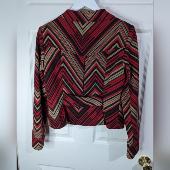 Eci red & gold brown button front jacket size 8 - Picture 3 of 8